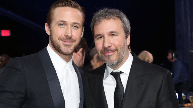 TIFF_NET's tweet photo. Ryan Gosling and Denis Villeneuve: Both Canadian 🇨🇦  Both #Oscars nominees 🏆  Both working together on @bladerunner 🤖  #DreamTeam https://t.co/Ob8lpMKw7f