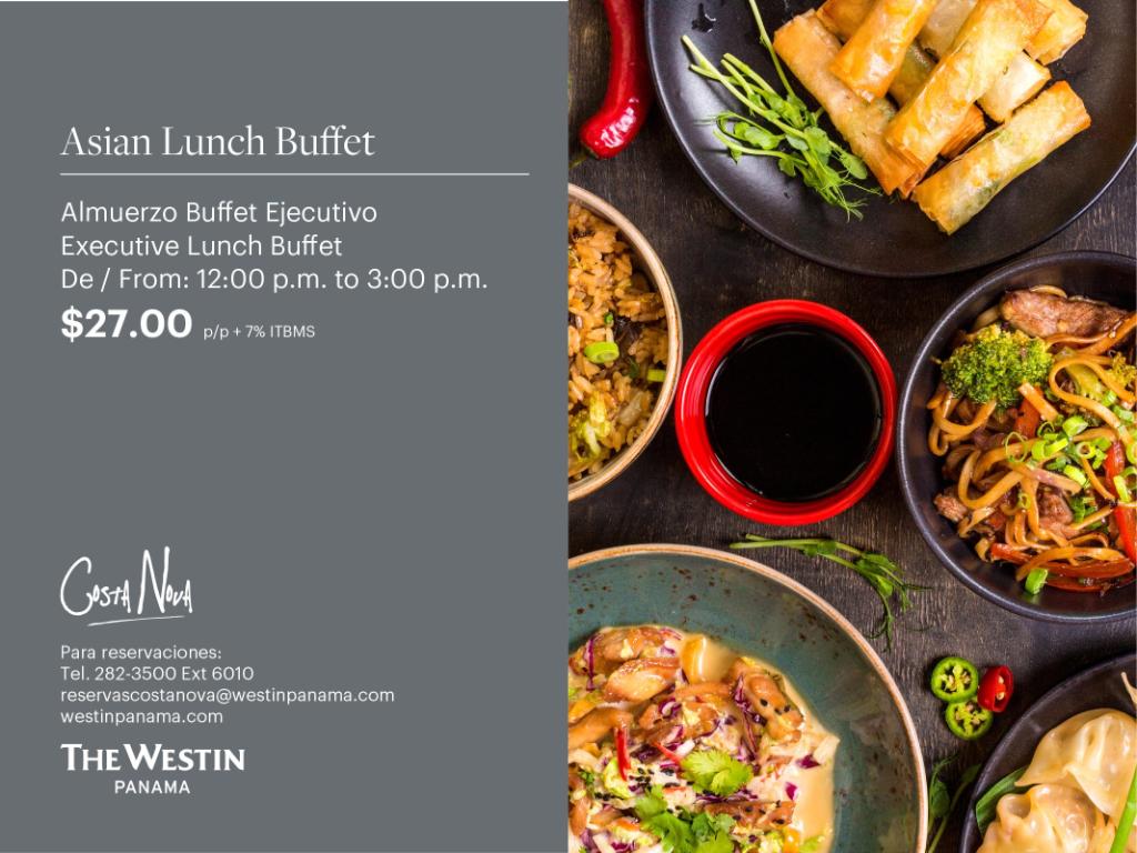 Asian Buffet hoy con especialidades Orientales como sushi, wok de fideos y vegetales, Dim Sum y wanton frito. No dejes que te lo cuenten!