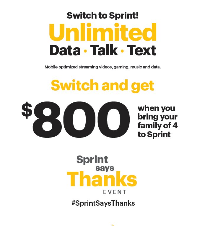 EppingSprint's tweet photo. This Saturday, 1/28/17, it's back again!! Sprint Says Thanks!! There's no better day to get a new line and DEALS!!! Don't miss out!! https://t.co/5ldL08Fu6t