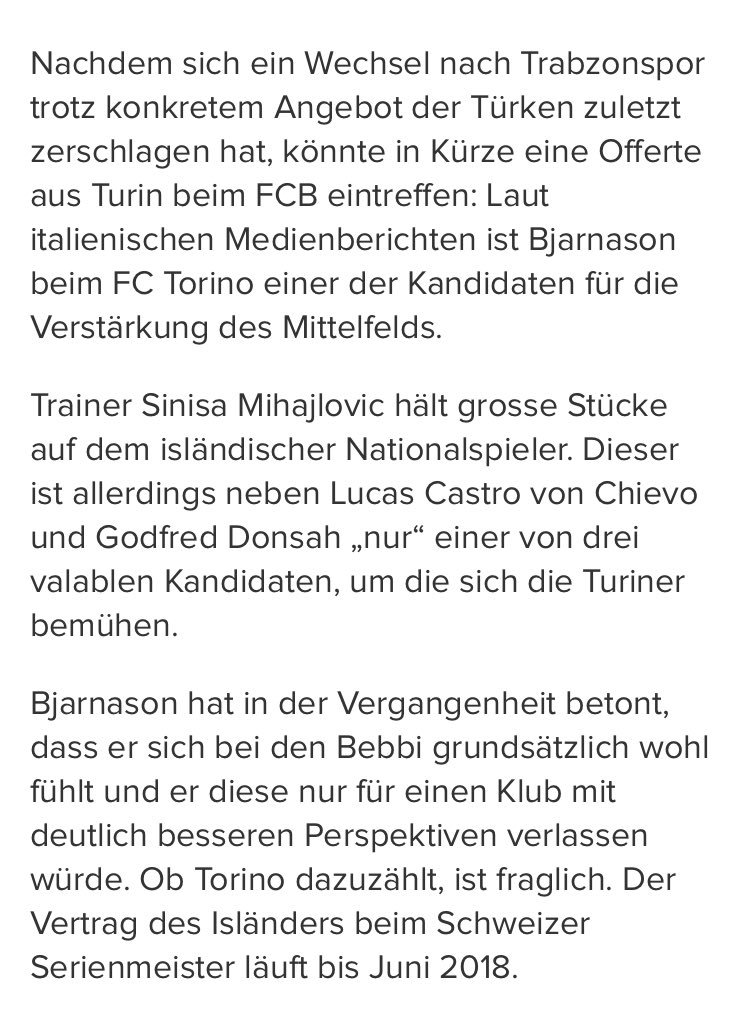 Fc_Basel1's tweet photo. #FCBaselTransfer 
"Torino buhlt um Bjarnason" 🔴🔵
Transfer ja oder nein? 

#FCBasel #rotblaulive #FCTorino #SuperLeague #SerieA https://t.co/mawEfFojlC