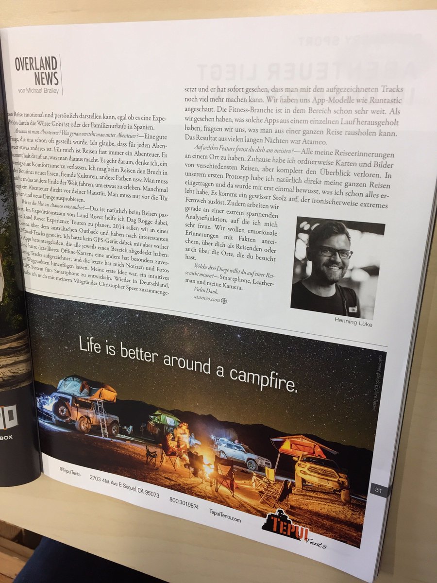 So honoured that Atameo was featured in one of the first German issues of the famous Overland Journal. Check out <a href="/OverlandEurope/">OverlandEurope</a> #soproud