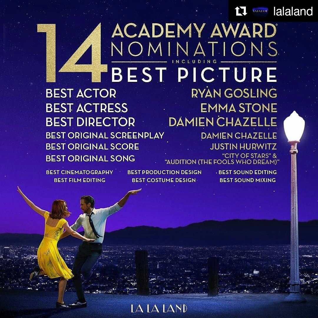 TitoFlamenco's tweet photo. Con 14 nominaciones al Oscar, #LaLaLand empata récord de 'Titanic' y 'All About Eve'. #Oscars #OscarNoms https://t.co/7FExLFUFFe