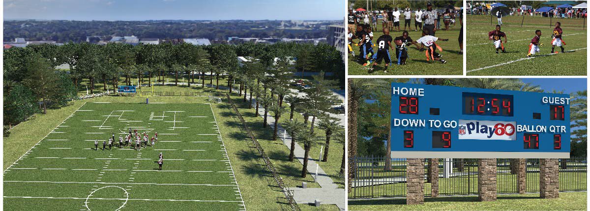 Renderings of the new <a href="/nflplay60/">NFL PLAY 60</a> field at Lake Lorna Doone Park. A refurbished multipurpose field for residents in the shadow of <a href="/CWStadium/">Camping World Stadium</a>.