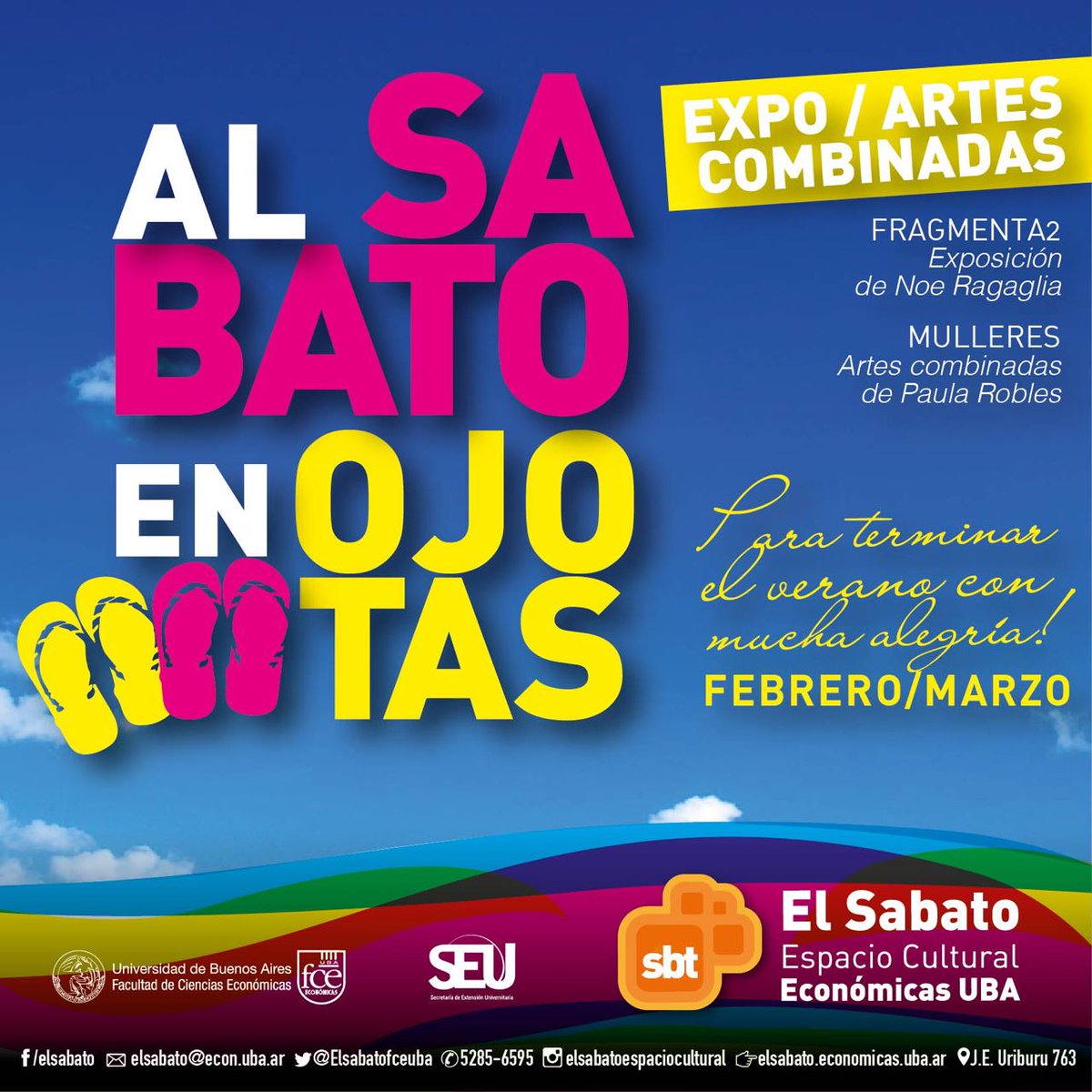 diegoberardogc's tweet photo. #Expo y #ArtesCombinadas para cerrar el #Verano con mucha alegría! Venite #AlSabatoEnOjotas https://t.co/C0sO20hIgK