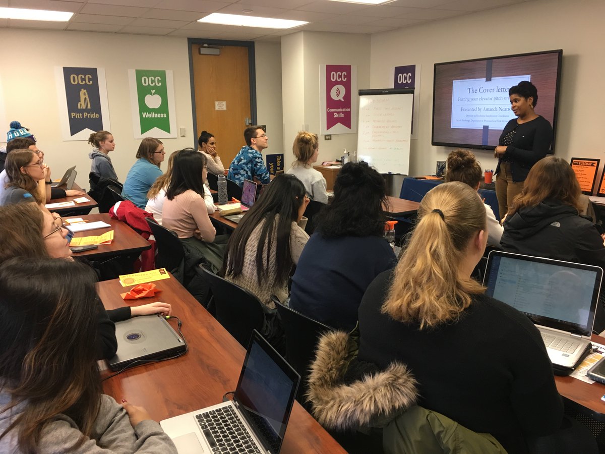 PittCareers's tweet image. Internship Week is a hit! Students are busy at the Cover Letter Workshop presented by @CityPGH. Plenty more events to attend today!