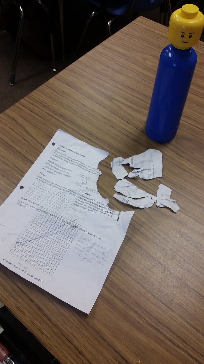 LegoMathLand's tweet photo. A first for me. A student had her new puppy eat her homework. She turned in the pieces. #dogateyourhomework. #startthedaywithalaugh https://t.co/zkKXbsiRAX
