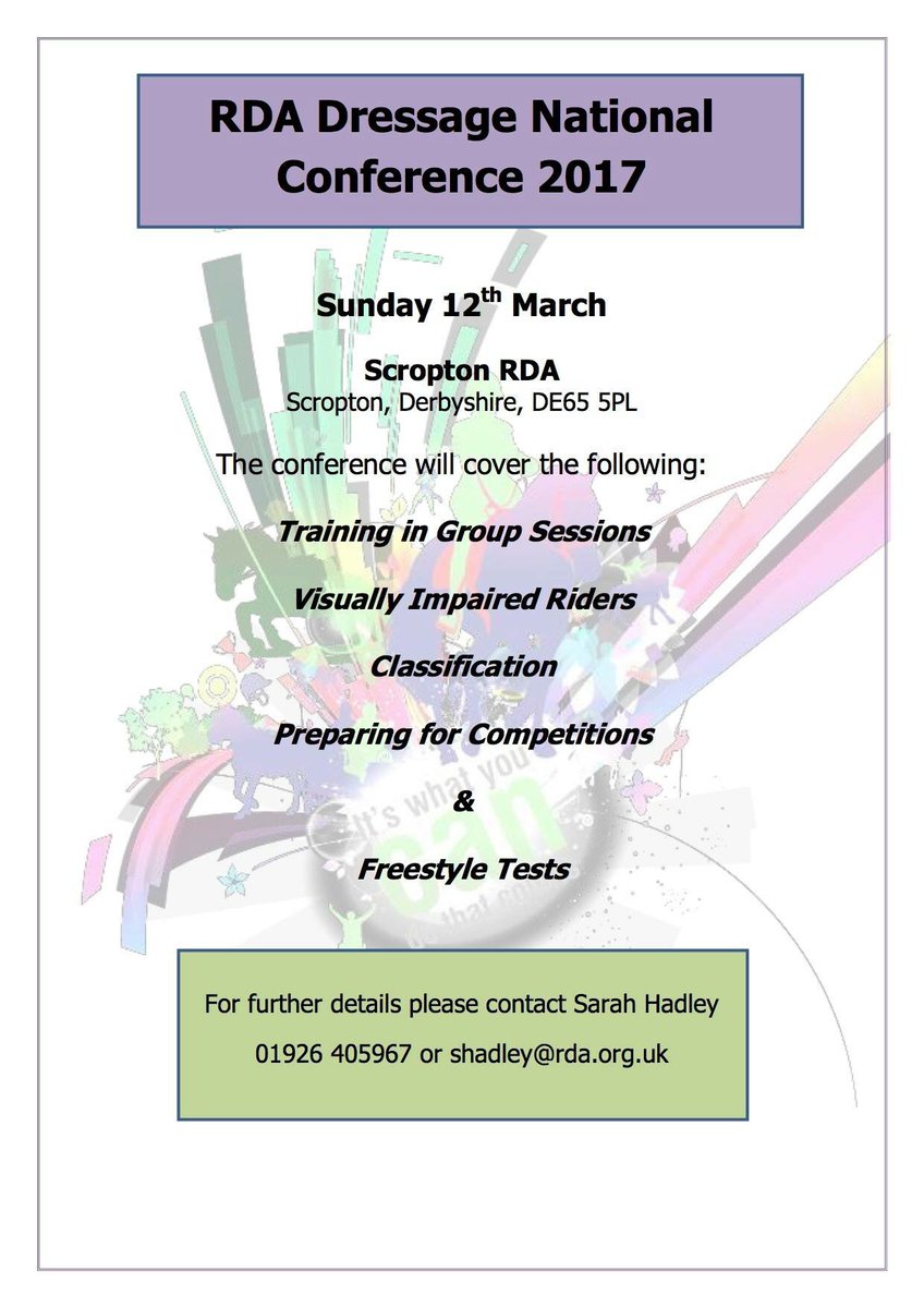 ScroptonHC's tweet photo. We're so pleased to announcing that  @RDAnational National Dressage Conference 2017 will be hosted at @ScroptonRDA on Sunday 12th March 🐎🏡🎓🎉 https://t.co/2cO4dZalmP
