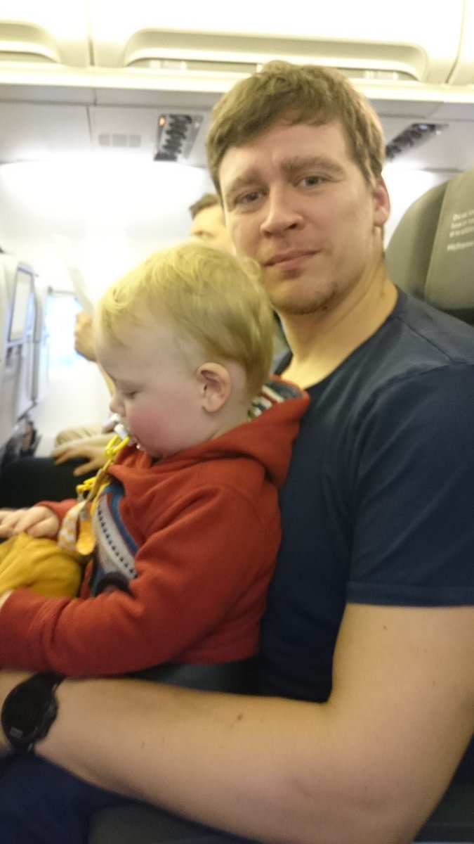 Great service at <a href="/Icelandair/">Icelandair</a> making space for Robert to have his own seat once we take off :-)