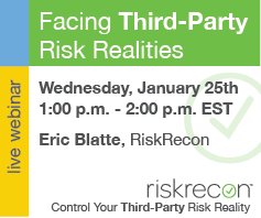 riskrecon's tweet photo. Join us on 1/25 for webinar and learn ways to manage your 3rd party #riskreality.  Register today! https://t.co/dlTTvBltkU https://t.co/8SK7QPfMar