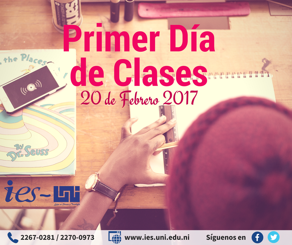 IES_UNI's tweet photo. El primer día de clases es el 20 de Febrero 2017 #SomosIES https://t.co/HzvHrrz2qS