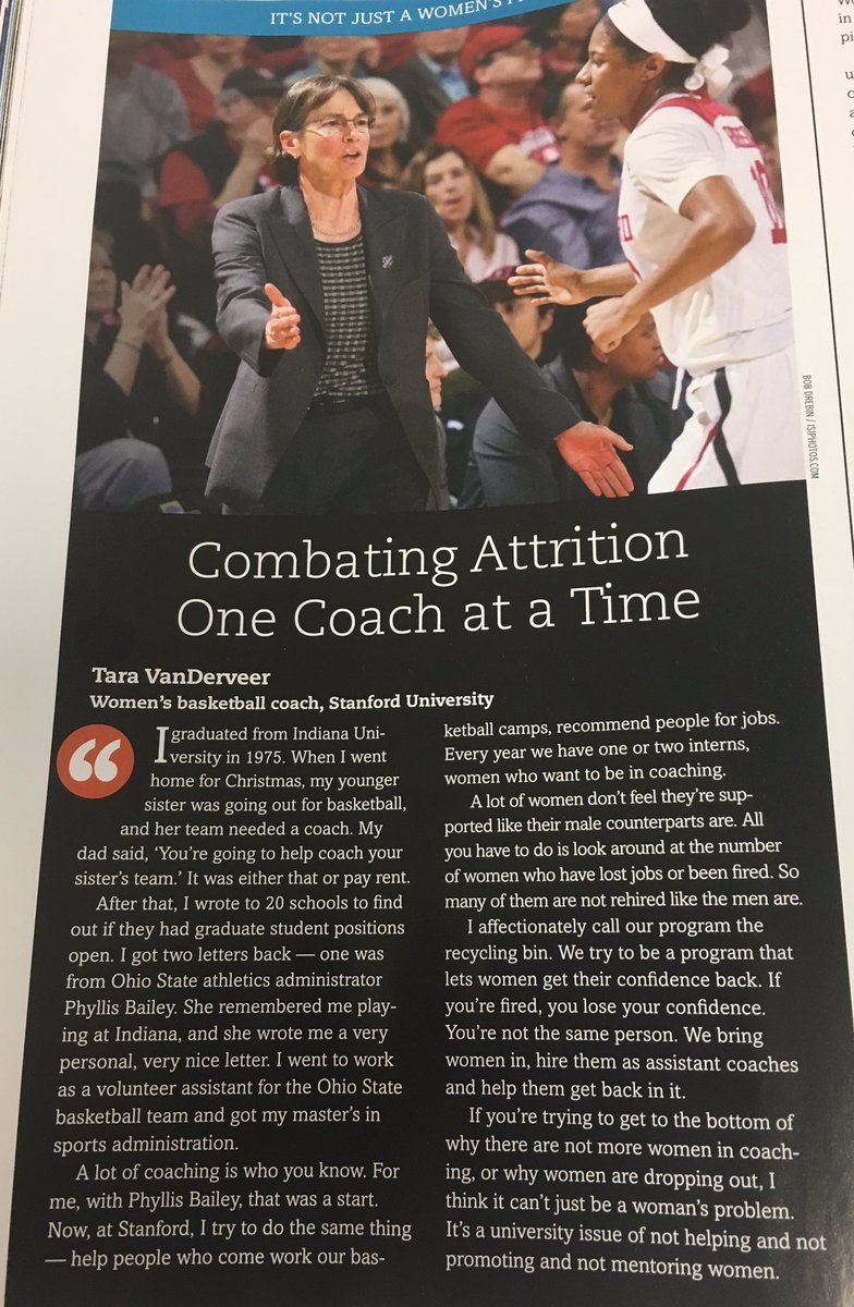 Just came across a great article in @ncaa Champion Magazine about Coach VanDerveer and giving female coaches a start. #ThankYouTara