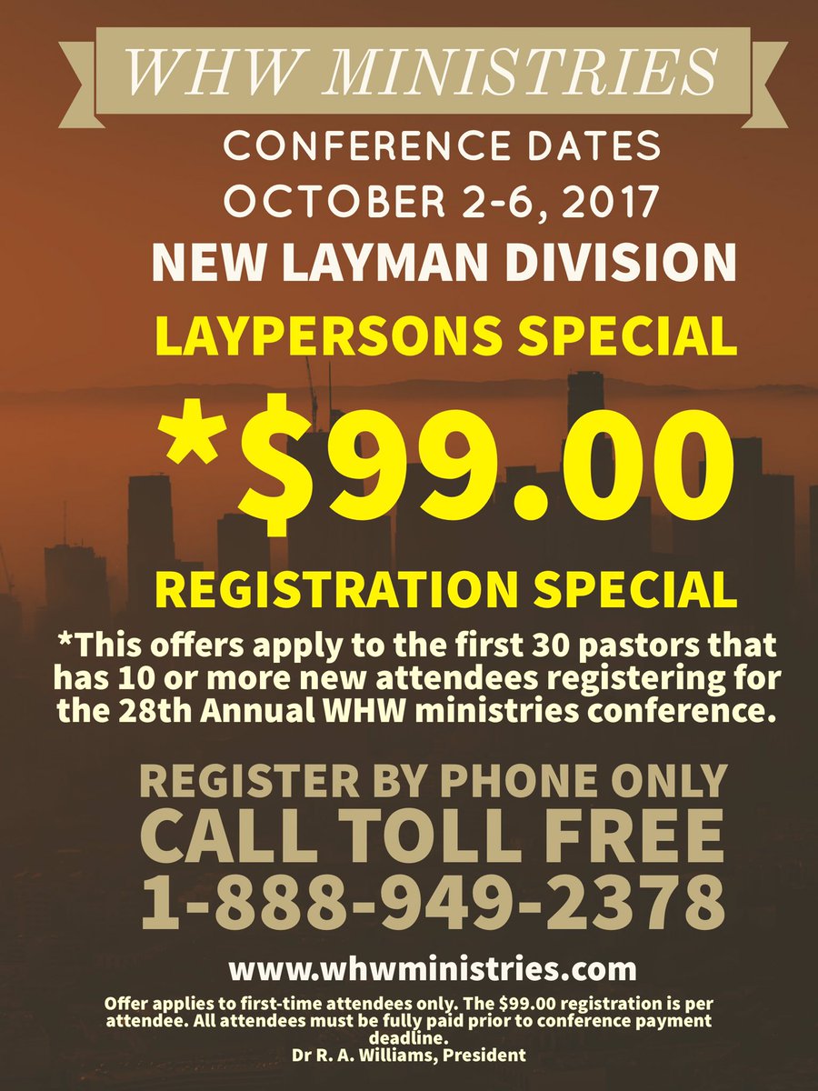 WHWMinistry's tweet photo. Register Laypersons today! Deadline May 31, 2017. #whw #whw2017 #ministryconference #expositorypreaching #expositoryteaching #losangeles https://t.co/UgyJImF9cQ