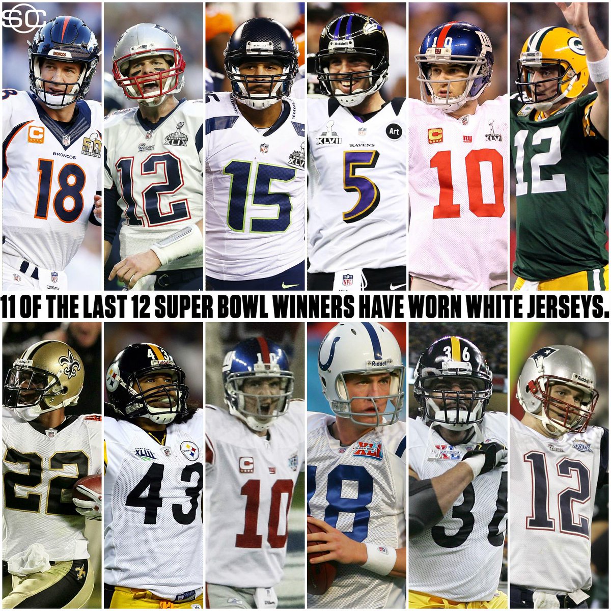 wear white jerseys in Super Bowl LI 