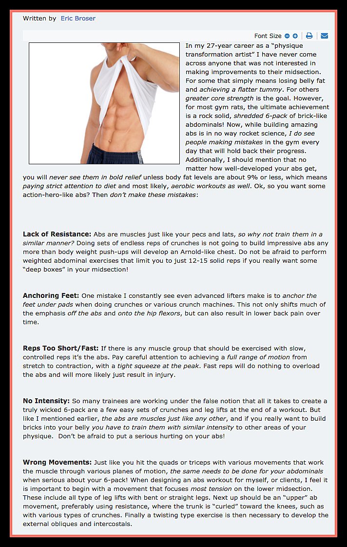 EricBroser's tweet photo. #FitTipsTuesday ~ Lets talk about mistakes when training abs! Article presented by the Sports Nutrition Supplement Guide! https://t.co/lo6vhDFhy7