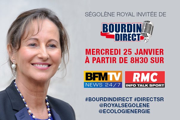 RoyalSegolene's tweet image. Invitée de #BourdinDirect demain à 8h30 sur @BFMTV et @RMCinfo #DirectSR