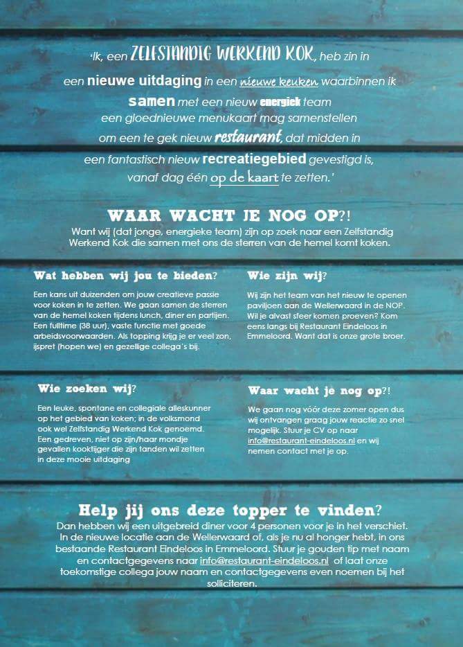 Kok gezocht      Delen mag