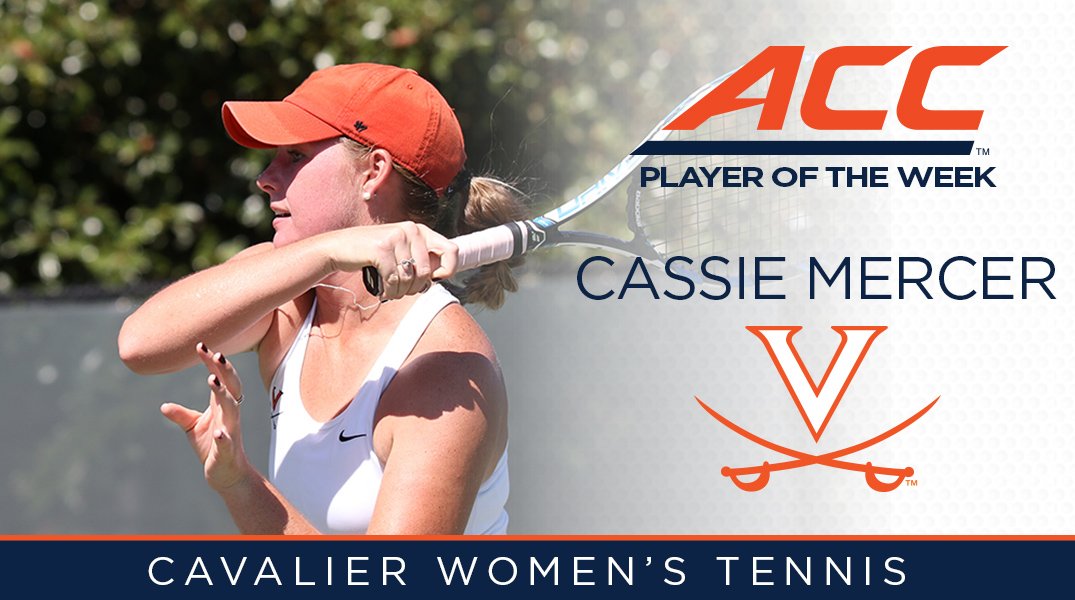 UVAWomensTennis's tweet photo. Junior Cassie Mercer named ACC Player of the Week after helping lead No. 23 UVA past Boston College. #Wahoowa https://t.co/K8VWOY6Qk5 https://t.co/eIQnc1vJl8
