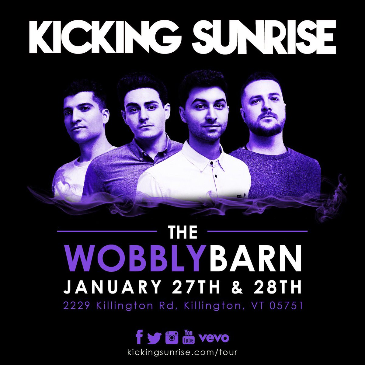 KickingSunrise's tweet photo. The Wobbly Barn is going to be EPIC! We'll be jammin back-to-back nights. Don't miss us this weekend!! 🚐🤘🏼 https://t.co/J2eV3z9Cc2