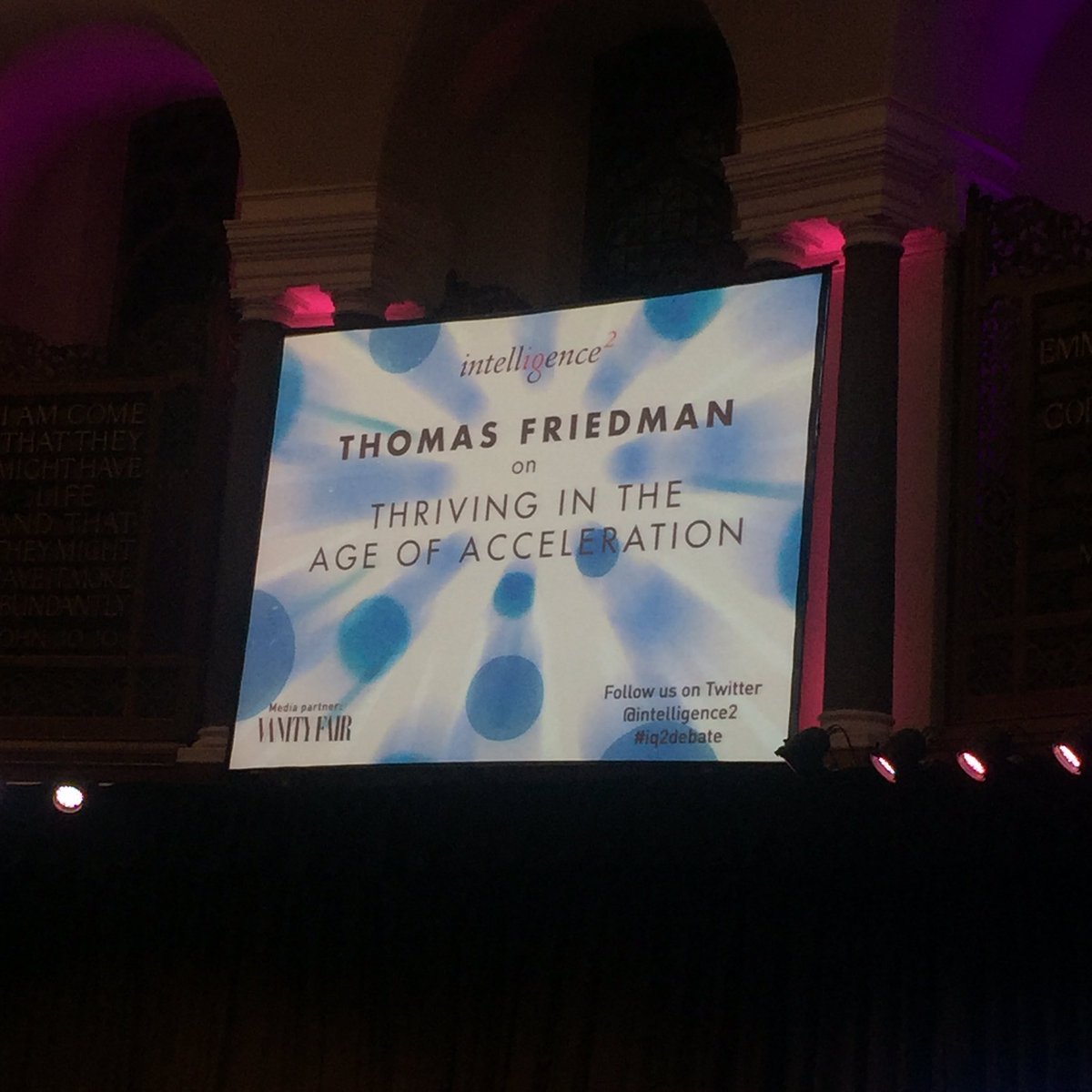 genostyle's tweet photo. Listening to Thomas Friedman- thriving in age of acceleration #iq2debate #genostyle @intelligence2 @nyftlab @KayKoplovitz https://t.co/9DnDLA9RG2