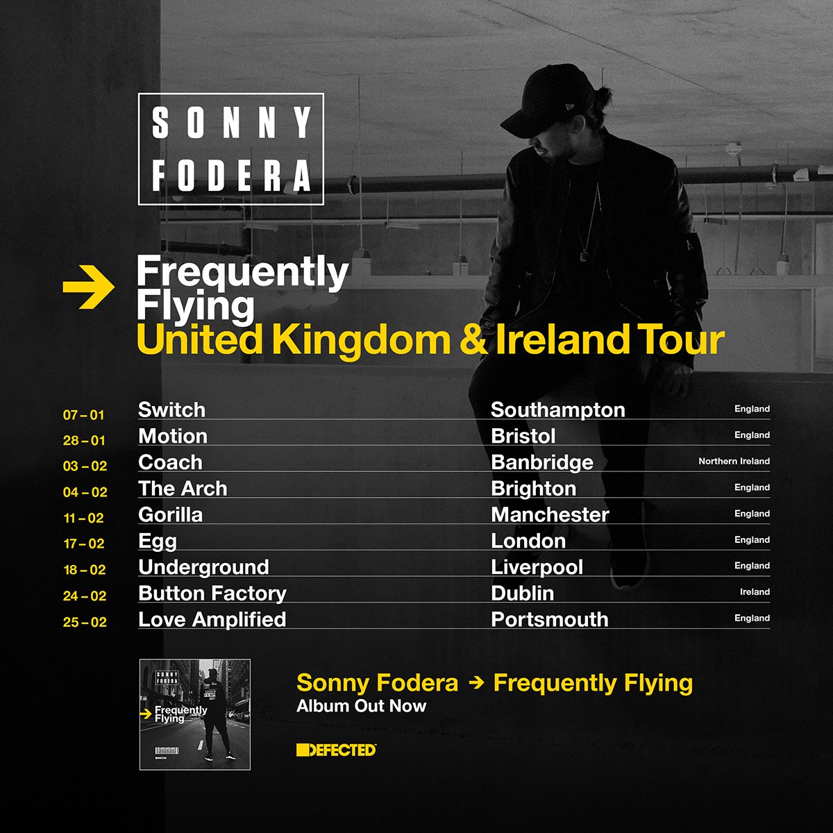 sonnyfodera's tweet photo. My UK & Ireland #frequentlyflying tour continues this Saturday at @MotionBristol βοΈ https://t.co/PMN0zm8wJz