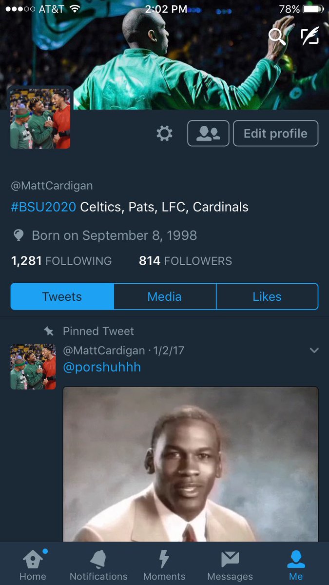 AVERYGOAT0's tweet photo. everyone follow my main/actual Celtics account @MattCardigan! https://t.co/d9cc365efC