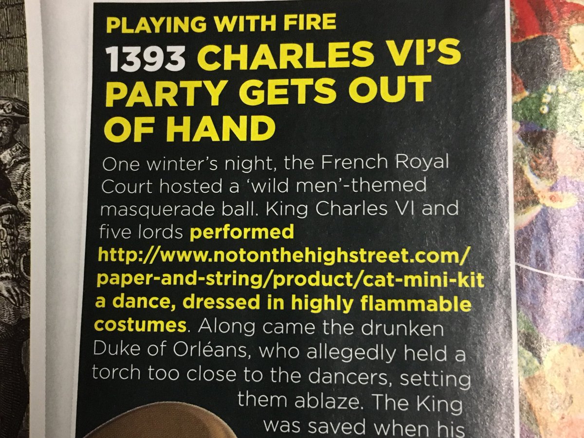 Mellamphz's tweet photo. @HistoryRevMag I'm impressed King Charles VI and his lords performed the dance using a 'Cat Mini Kit' bought online... 👍🏻😹 #VeryModern https://t.co/19I8TeDwtP
