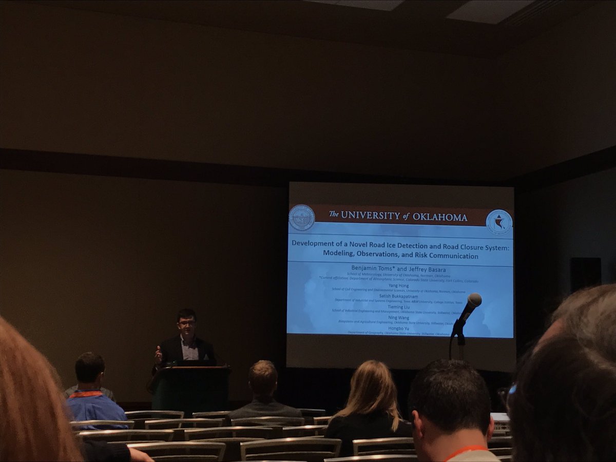 MandyBaileyWX's tweet photo. .@benatoms discussing road ice detection & road closure systems. #AMS2017 https://t.co/yaeJM4Mum2