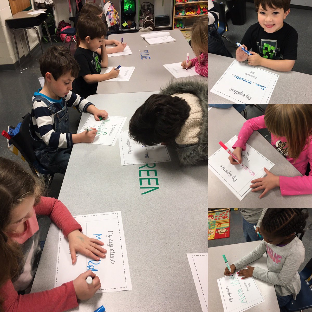 KindergartenIn's tweet photo. Learning about signatures in Kindergarten! @TCBOE_LES #leadingtheway #myjohnhancock https://t.co/hZfwWk7Rp6