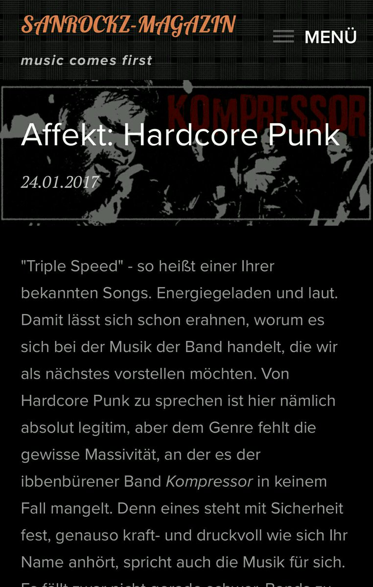 Kompressor_Band's tweet photo. Interessantes Ding:Newcomer Musikblog aus #ibbtown schreibt über uns.Schaut Mal vorbei: https://t.co/BVnNss99Yn
#musiccomesfirst #ezine https://t.co/hR15ELr1RJ