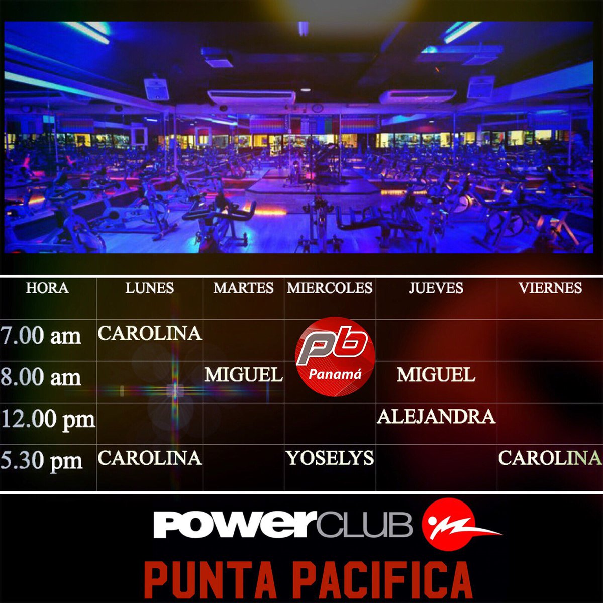 PowerbikePTY's tweet photo. Acá te dejamos los horarios de powerbike en la sucursal de Punta Pacifica de @PowerClubPANAMA https://t.co/BgBNAl3eQF