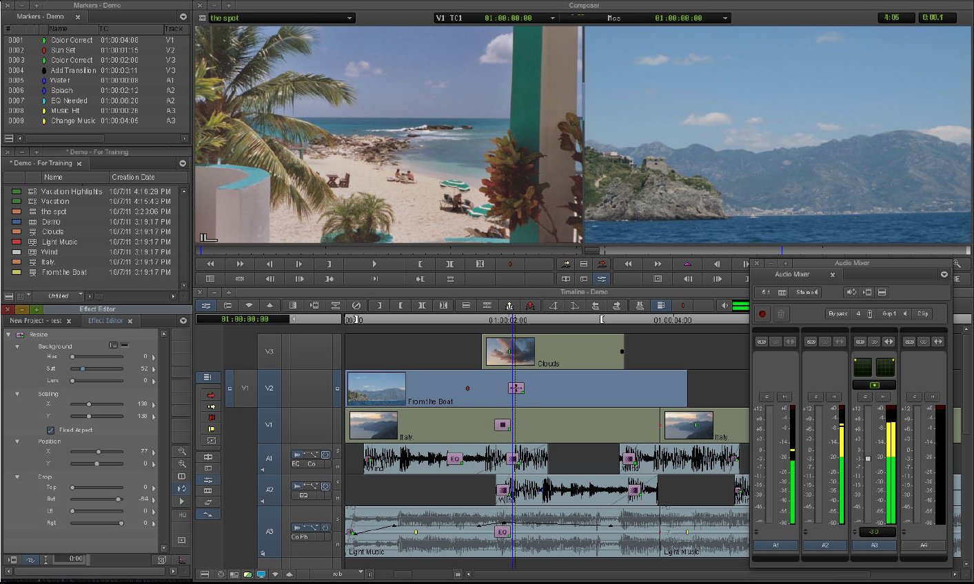 Avid Media Composer Интерфейс