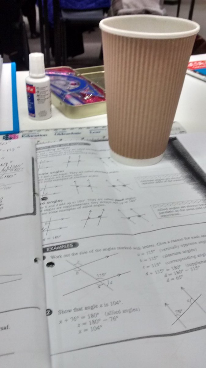 AdeleCrockett's tweet photo. @Ems_NIreland brought tea for maths break time!! Love it! #soorganised #looksafterme #teabreak #angles https://t.co/SVi9Y32GE9