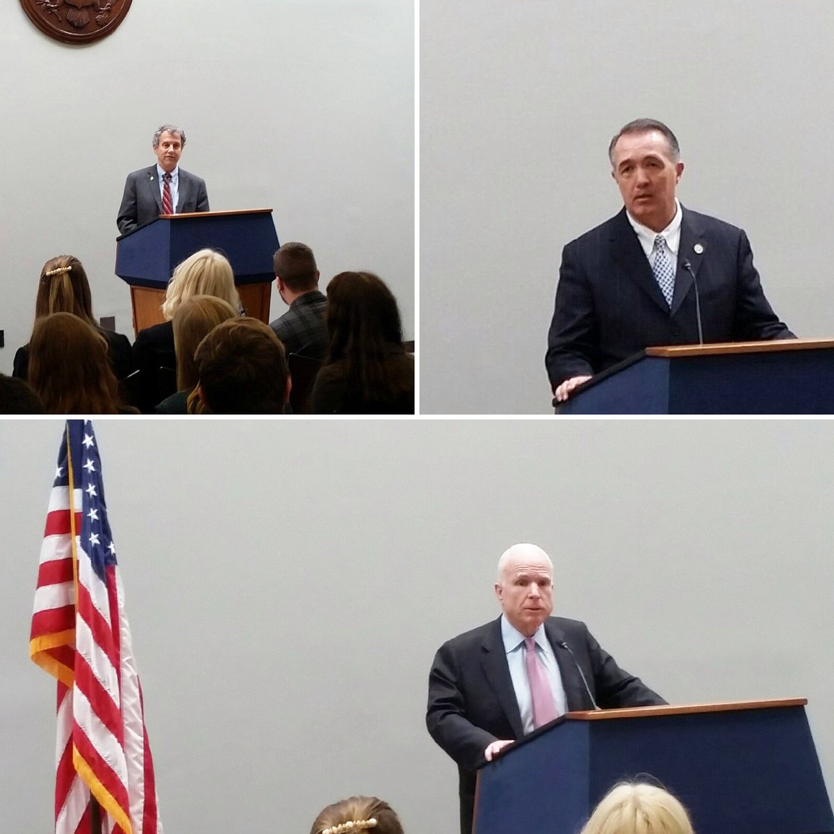 NAEvangelicals's tweet photo. Thanks to @SenSherrodBrown, @RepTrentFranks &amp; @SenJohnMcCain for speaking to Christian college students today! #CSLC17 #FaithfulAdvocacy https://t.co/oyR96OJHXW