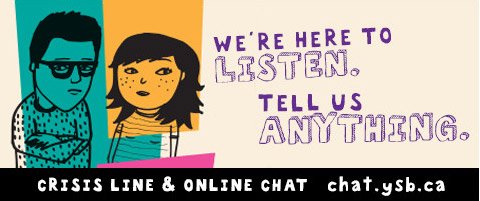 Remember, <a href="/ysb_bsj/">Youth Services Bureau</a>’s crisis line is available 24/7 to help you: bit.ly/2jacaUG #BellLetsTalk #mentalhealth