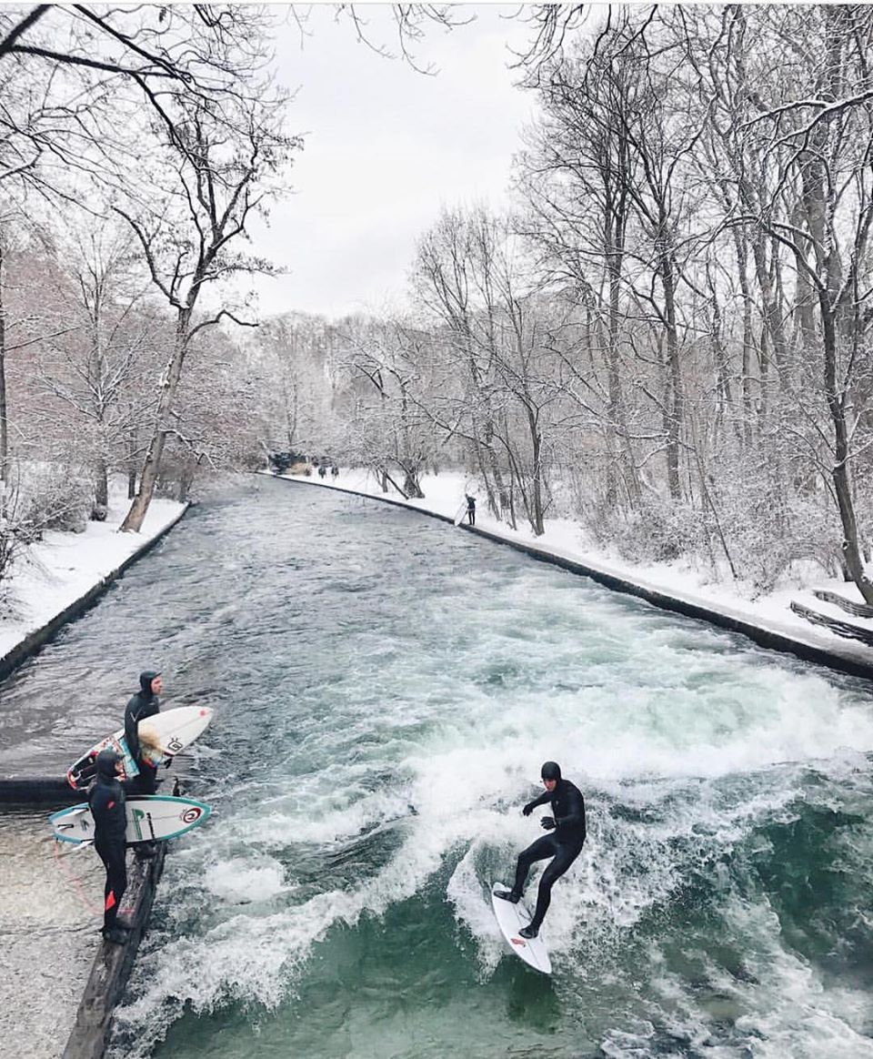 thecoolhunter's tweet photo. Winter Surfing in Munich, Germany https://t.co/VV15ka4Gbc