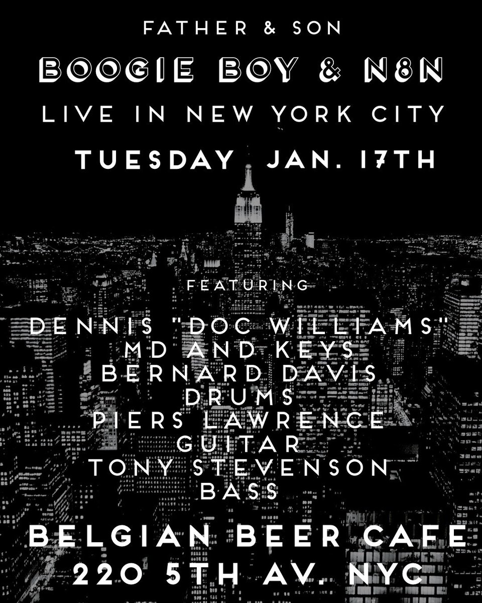 bcafe_nyc's tweet photo. Boogie Boy, 1/17 @ 8:30PM! @Belgian Beer Café NOMAD, don't miss the ambiance, the atmosphere, the incredible energy! #livemusic #bbcnomad https://t.co/QMOFymrTQL