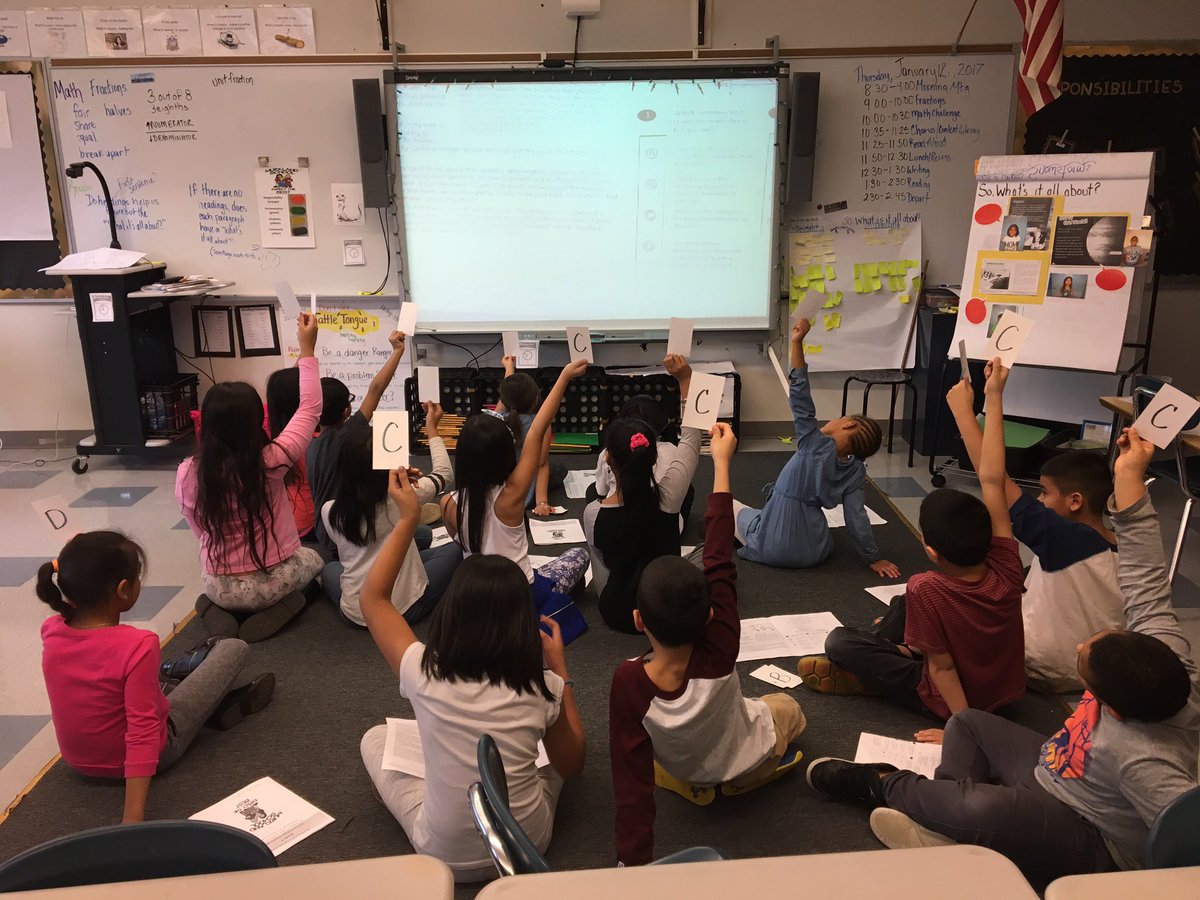 MrsQ208's tweet photo. Debating and expressing reasons for the BEST correct answers on our ELA challenge. #murklandgrit https://t.co/6EoQkQn9VD