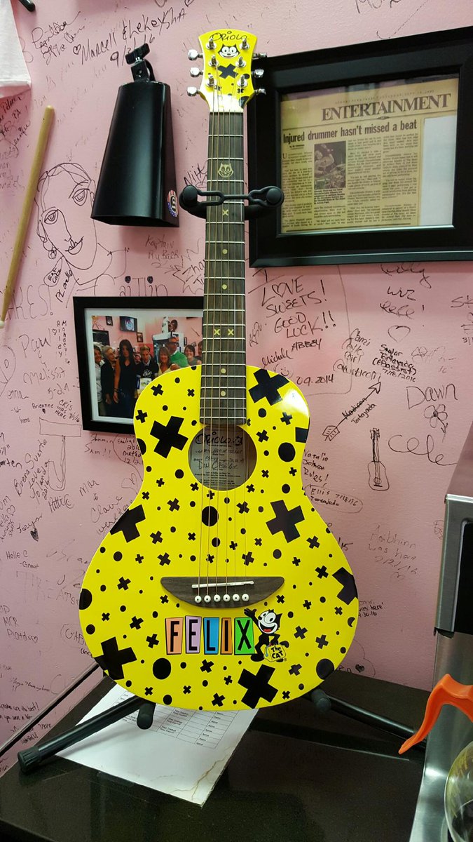 OrioloGuitars's tweet photo. The #FE01 and #BagofTricks look right at home with the rest of the music memorabilia in @Cakindrummer! https://t.co/6f8I8UU7g3