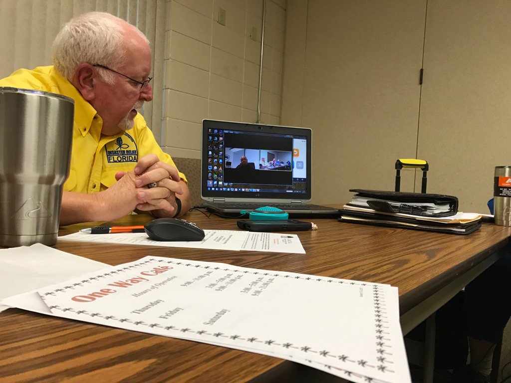 FLBDisaster's tweet photo. State leadership on a conference call with @SBDRnet Mickey Caison. Learning about what @sendrelief is doing in 2017 https://t.co/RNeG73NyFY
