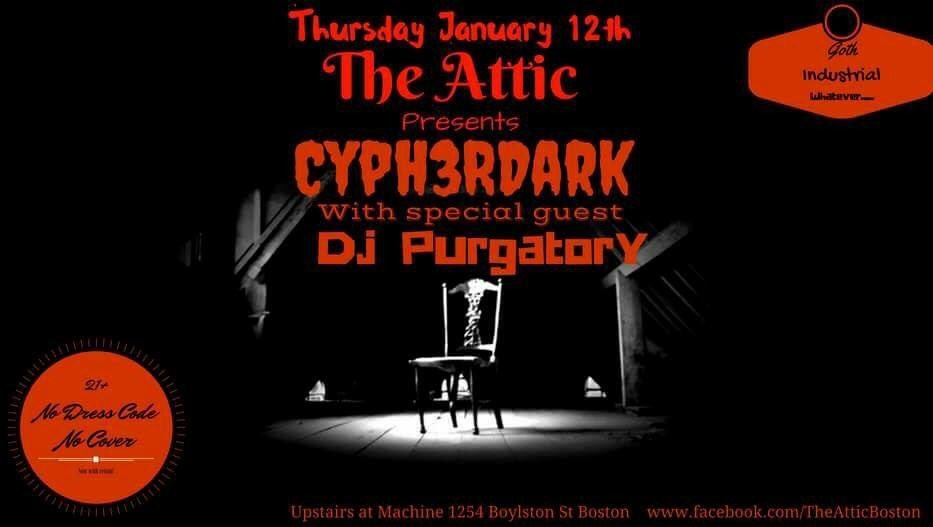TheAttic_Boston's tweet photo. TONIIGHT at #MachineBoston - #TheAtticBoston with resident DJ's #CypherDark and #DJPurgatory!! https://t.co/AJoAdNJkkz