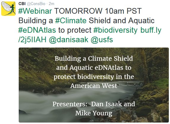Join us for CBI webinar Jan 13 @ 10PST/11MST to talk about protecting all streams things in the West. Register @ consbio.org/newsroom/event…