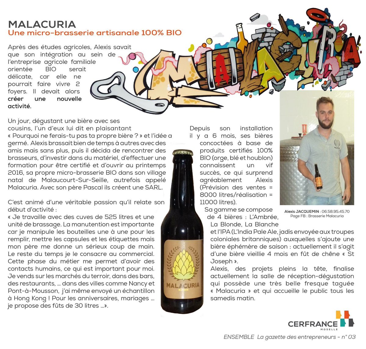 BMalacuria's tweet photo. Parution dans la gazette des entrepreneurs du Cerfrance Moselle! Merci à Arnaud Noel  pour ce bel article. https://t.co/LDaFgAFJ9U