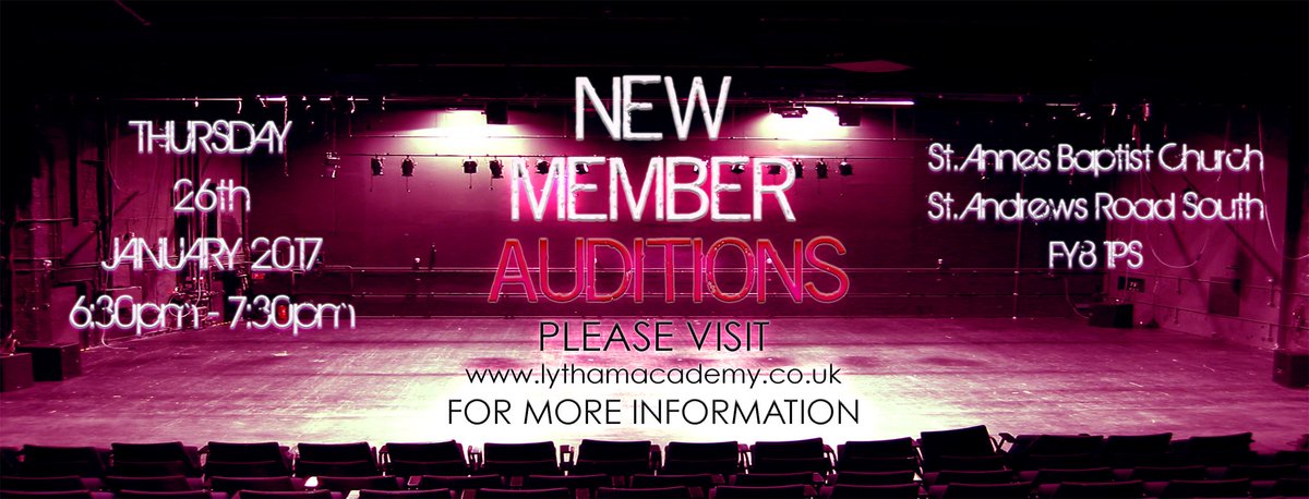 NEW MEMBER AUDITIONS..
For further details visit:
lythamacademy.co.uk/auditions-new-…