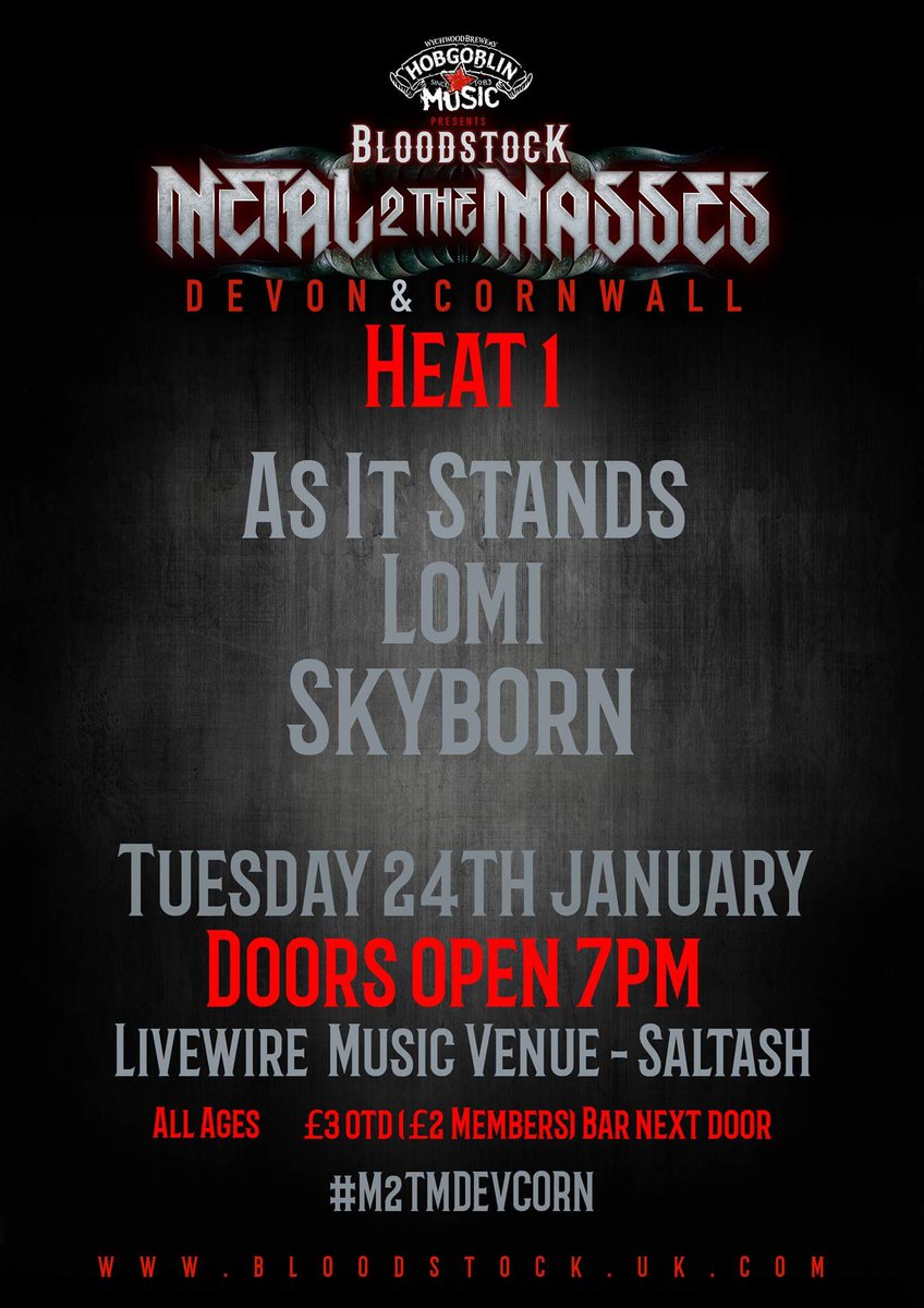 mikepitchestog's tweet photo. .@LivewireMusic @asitstandsuk @Skybornband @lomiOfficial #Heat1 @BLOODSTOCKFEST #M2TMDevCorn @SaltashTC @SaltashPCSO @WhatsOnPlymouth #live https://t.co/QAZBXEoWN9
