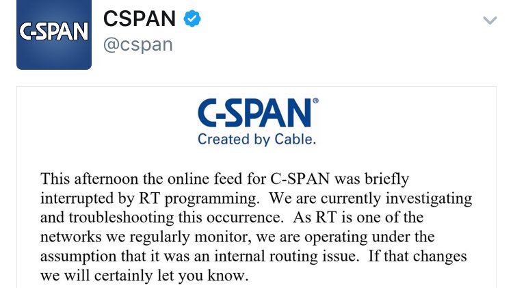 Latinos4Bernie's tweet image. The live feed of @CSPAN was hacked today, displayed @RT_com (Russia Today) instead of congressional hearing. Watch: