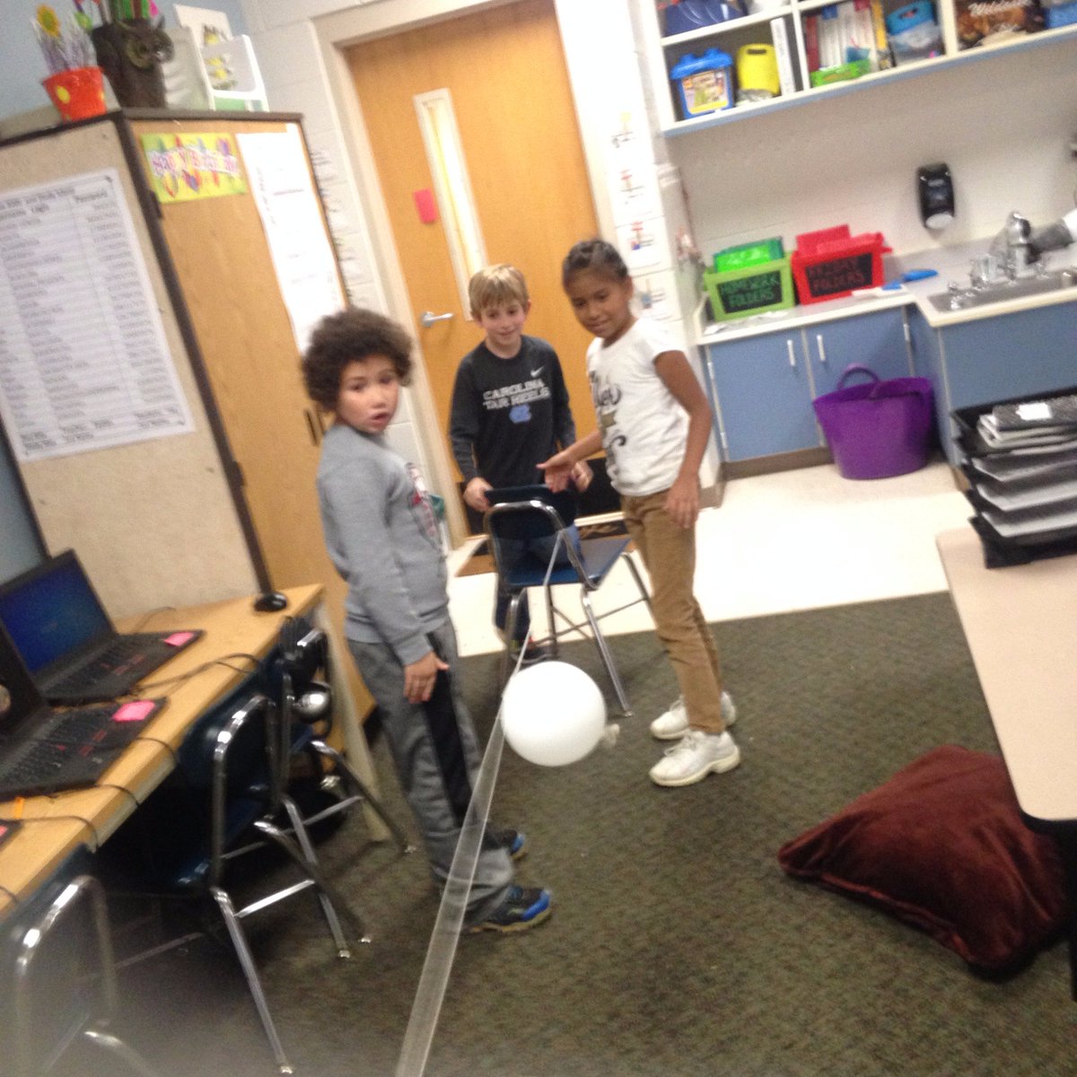 Balloon rockets in action! <a href="/YMES2ndGrade/">YMES 2nd Grade</a> @YatesMillES