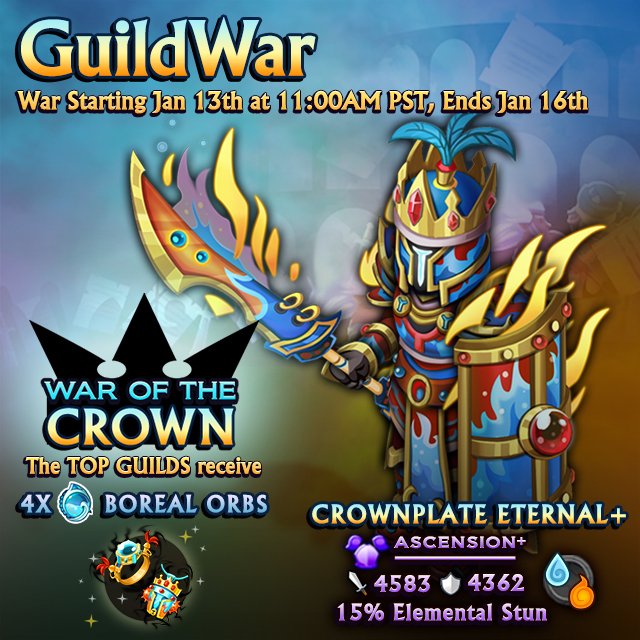 KnightsDragons's tweet photo. Teaser alert! War of the Crown Guild War is coming to you this Friday; prepare for WAR! Be the Top Guild and claim your glory. Event 1/13~16 https://t.co/FowGwcy2PR
