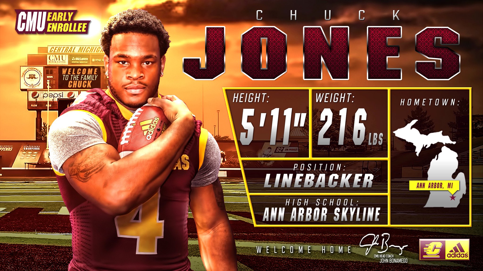 CMU Football on Twitter Chuck Jones! First member of the