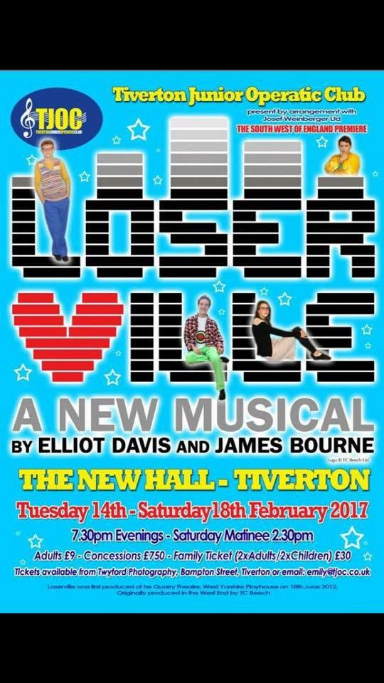 TivertonJuniors's tweet photo. Grab tickets to see Tiverton Junior Operatic Club perform 'Loserville' a musical by @elliotdav and @JamesBourne https://t.co/FJ9in5X2WG
