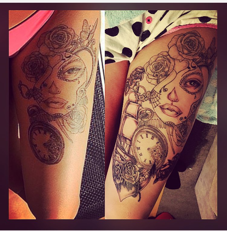 CoralPinch's tweet photo. Extending my thigh tattoo! 💉 #stillnotfinished https://t.co/ZW9fK8zjwE